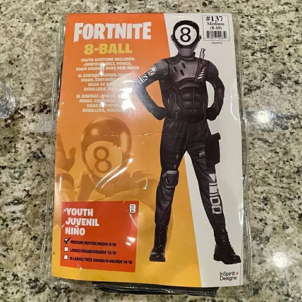 Fortnite 8 Ball Unisex Child Youth Halloween Dress Up Costume Black Size Medium